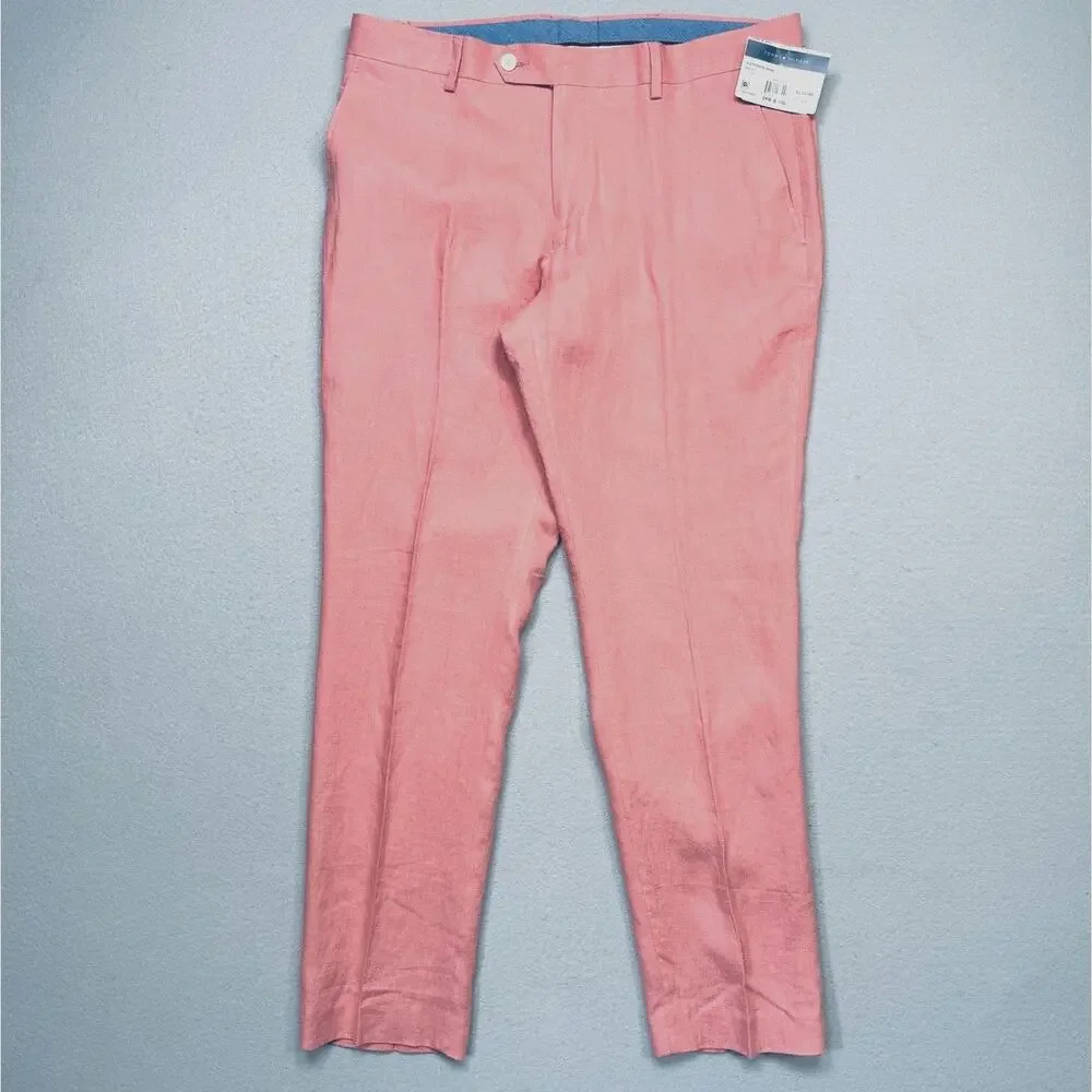 Tommy Hilfiger Modern Fit Linen Men's Suit Pants light red, 34x30 $125
